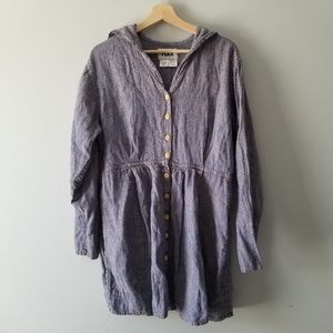Flax Linen Button Down Tunic Top Long Sleeve